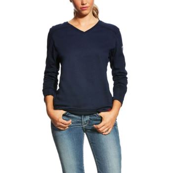 Ariat FR AC Crew Top Temno Modre | kLZV2Rf4