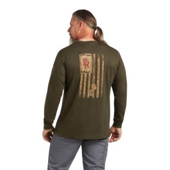 Ariat FR Dog Tags T-Shirt Olivno Zelene | ah6JhJYf