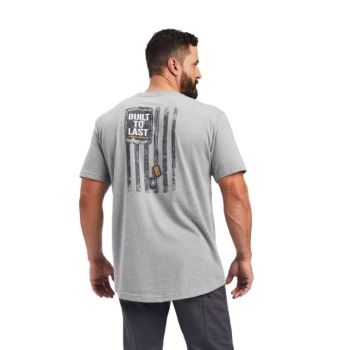 Ariat Rebar Cotton Strong Dog Tags T-Shirt Sive | lYpoi5b4