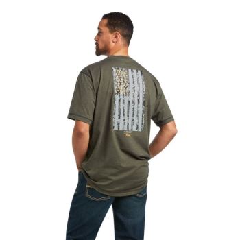 Ariat Rebar Workman Reflective Flag T-Shirt Olivno Zelene | H5XbFf0u